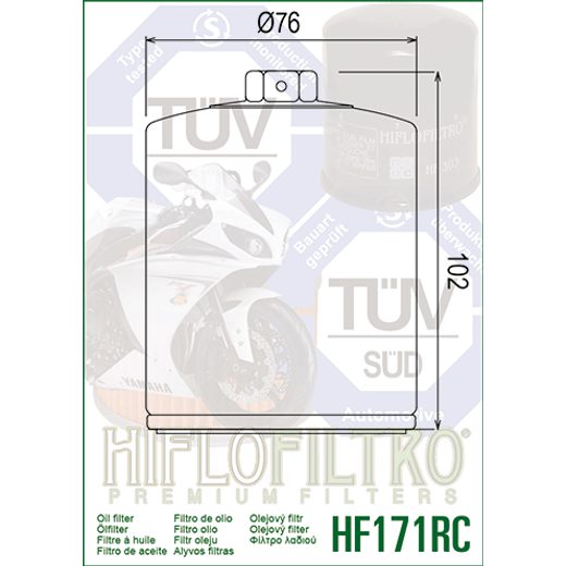 OLEJOVÝ FILTER HIFLOFILTRO HF171BRC RACING HARLEY-DAVIDSON / BUELL 17MM (50)