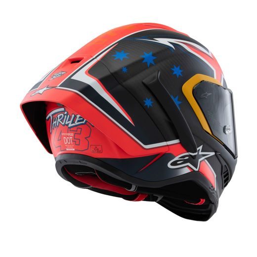 PŘILBA SUPERTECH R10 LIMITOVANÁ EDICE JACK MILLER, ALPINESTARS (MATNÝ KARBON/ČERVENÁ/MODRÁ/ŽLUTÁ/BÍLÁ) 2025