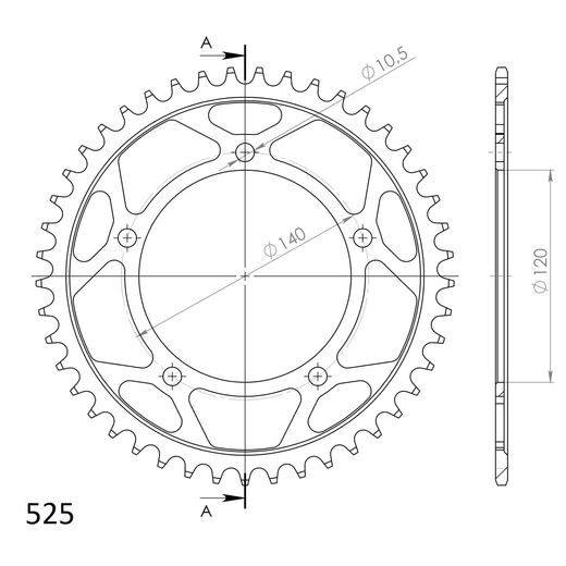 REŤAZOVÁ ROZETA SUPERSPROX RFE-1792:45-BLK ČIERNA 45 ZUBOV,525