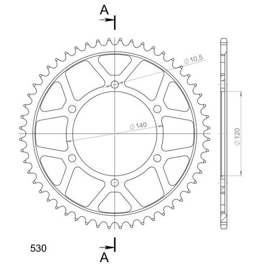 REŤAZOVÁ ROZETA SUPERSPROX RFE-499:52-BLK ČIERNA 52 ZUBOV,530