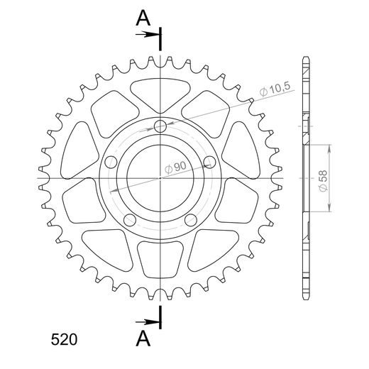REŤAZOVÁ ROZETA SUPERSPROX RFE-604:40-BLK ČIERNA 40 ZUBOV,520