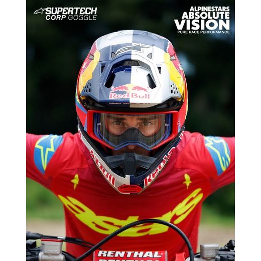 ALPINESTARS SUPERTECH CORP – MOTOKROSOVÉ OKULIARE NA MX A ENDURO (BIELA/ZLATÁ, ZRKADLOVÉ ZLATÉ PLEXI) 2025