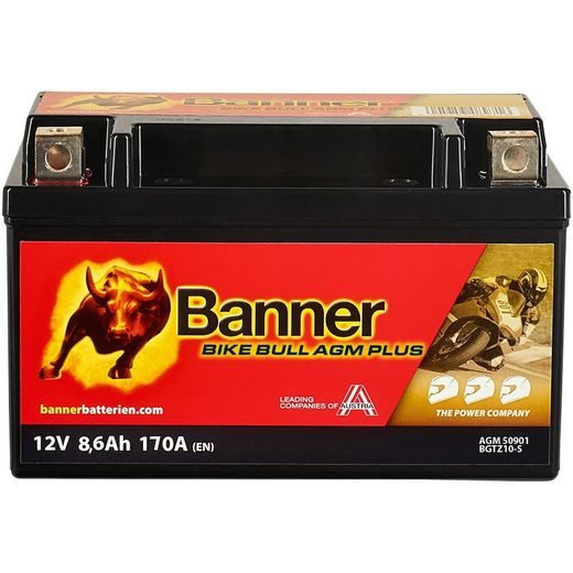 BATÉRIE AGM PLUS 12V, BGTZ10-S, 8,6AH, 170A, BANNER BIKE BULL AGM PLUS 150X86X94