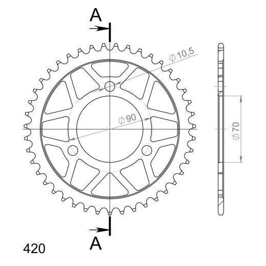 REŤAZOVÁ ROZETA SUPERSPROX RFE-239:43-BLK ČIERNA 43 ZUBOV,420