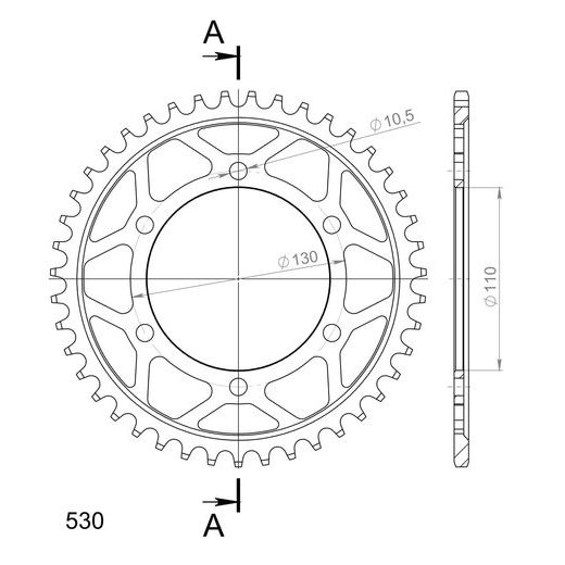 REŤAZOVÁ ROZETA SUPERSPROX RFE-479:43-BLK ČIERNA 43 ZUBOV,530