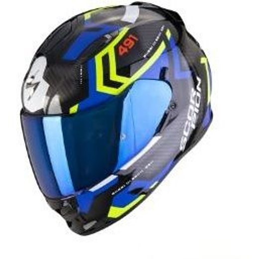 SCORPION PRILBA NA MOTOCYKEL EXO-491 SPIN, ČIERNA/MODRÁ/FLUO ŽLTÁ