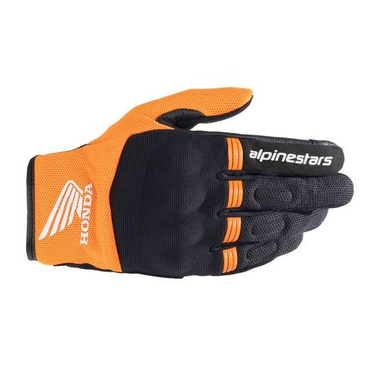 ALPINESTARS COPPER HONDA KOLEKCIA – MOTOCYKLOVÉ RUKAVICE NA CESTNÚ JAZDU (ČIERNA/ORANŽOVÁ) 2024