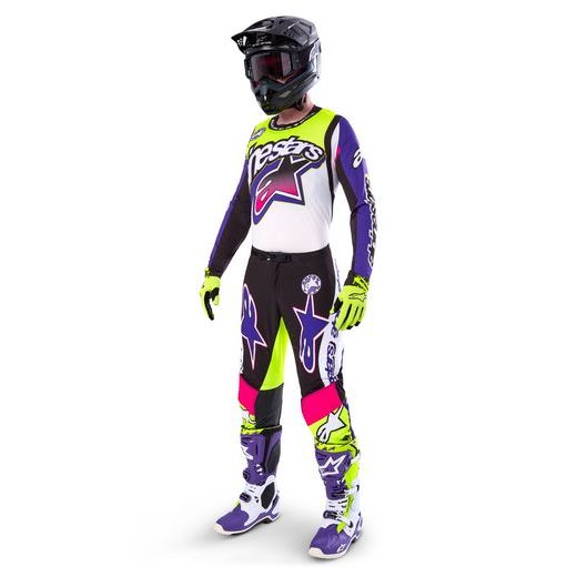 KALHOTY SUPERTECH LIMITOVANÁ EDICE DIRT STUDIOS, ALPINESTARS (BÍLÁ/FIALOVÁ/RŮŽOVÁ/ŽLUTÁ FLUO) 2025