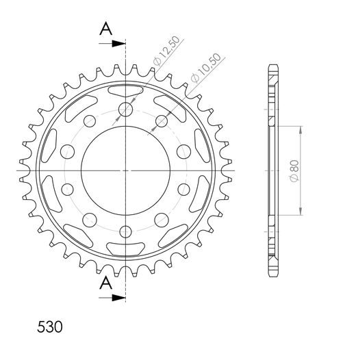 REŤAZOVÁ ROZETA SUPERSPROX RFE-1334:36-BLK ČIERNA 36 ZUBOV,530