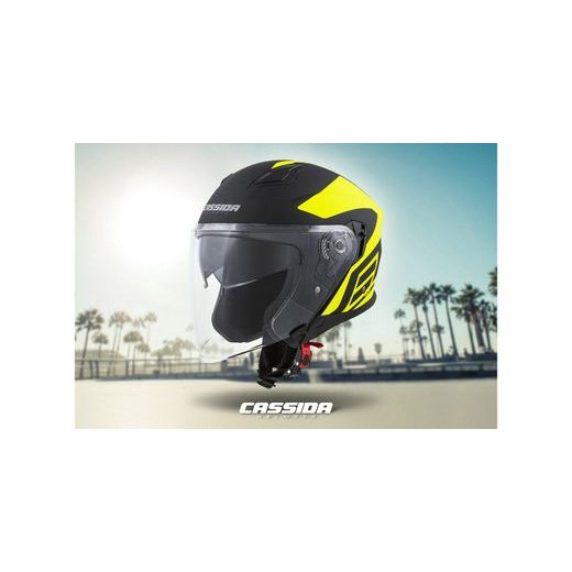 PRILBA JET TECH CORSO, CASSIDA (ČIERNA MATNÁ/ŽLUTÁ FLUO)