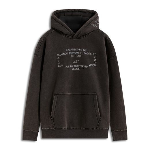 ALPINESTARS INFINITE WASHED OVERSIZED HOODIE – VOĽNOČASOVÁ MOTO MIKINA (SEPRANÁ ČIERNA)