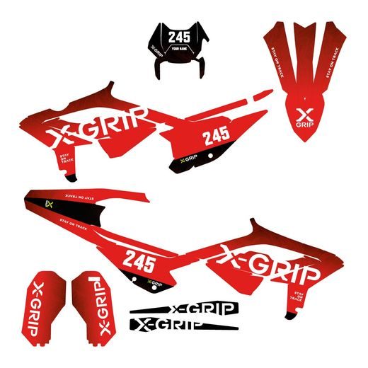 SÚPRAVA POLEPOV MOTOCYKLA X-GRIP – ČIERNA/ČERVENÁ – BETA RR 125 (2023 - 2024) A ĎALŠIE MODELY