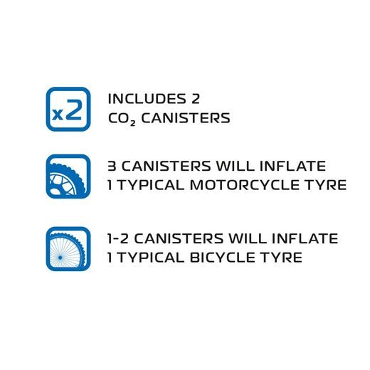 SADA 2 BOMBIČEK CO2 S ADAPTÉREM PRE DOFOUKNUTÍ PNEU, OXFORD