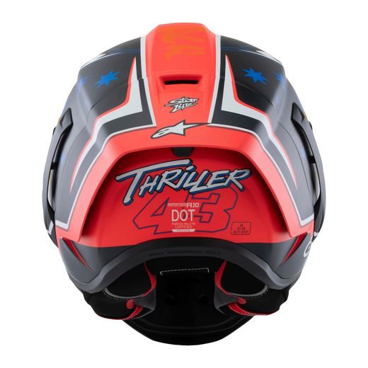 PŘILBA SUPERTECH R10 LIMITOVANÁ EDICE JACK MILLER, ALPINESTARS (MATNÝ KARBON/ČERVENÁ/MODRÁ/ŽLUTÁ/BÍLÁ) 2025
