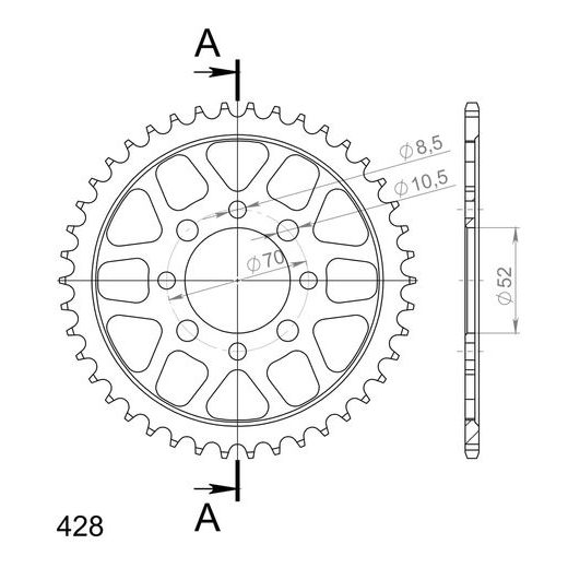 REŤAZOVÁ ROZETA SUPERSPROX RFE-802:42-BLK ČIERNA 42 ZUBOV,428