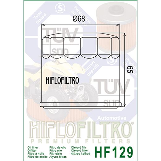 OLEJOVÝ FILTER HIFLOFILTRO HF129 KAWASAKI KAF820/950 '00-'19, SUZUKI DF140…