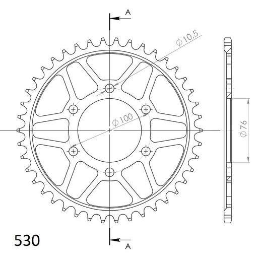 REŤAZOVÁ ROZETA SUPERSPROX RFE-816:42-BLK ČIERNA 42 ZUBOV,530