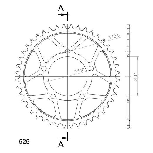 REŤAZOVÁ ROZETA SUPERSPROX RFE-807:44-BLK ČIERNA 44 ZUBOV,525