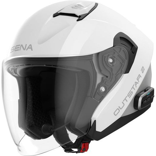 MESH PRILBA S HEADSETOM OUTSTAR 2, SENA (LESKLÁ BIELA)
