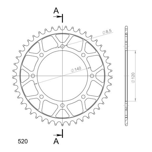 REŤAZOVÁ ROZETA SUPERSPROX RFE-487:45-BLK ČIERNA 45 ZUBOV,520