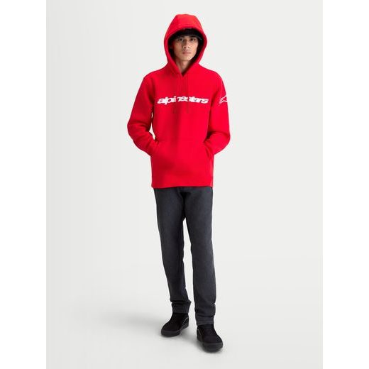ALPINESTARS RACE WORDMARK HOODIE – VOĽNOČASOVÁ MOTO MIKINA (ČERVENÁ/BIELA)