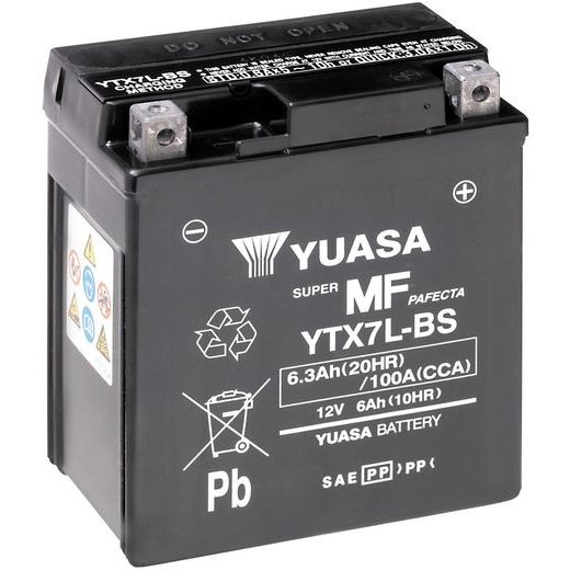 MOTOCYKLOVÁ BATÉRIA 12V, YTX7L, 6,3AH, 100A, BEZÚDRŽBOVÁ MF AGM 115X72X132, YUASA ORIGINÁL (AKTIVOVANÁ VO VÝROBE)