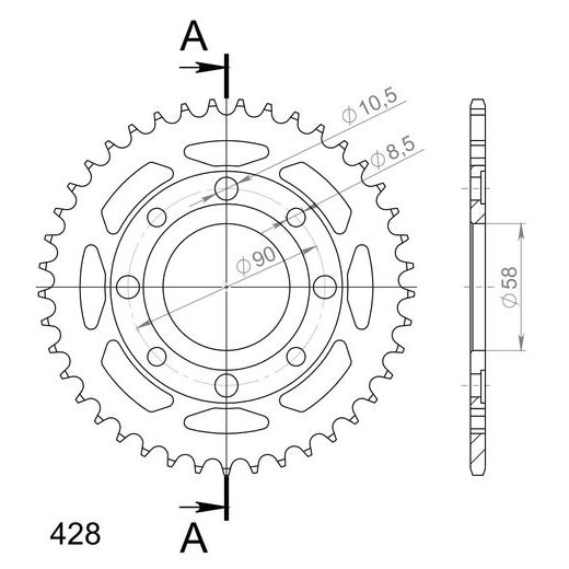 REŤAZOVÁ ROZETA SUPERSPROX RFE-269:41-BLK ČIERNA 41 ZUBOV,428