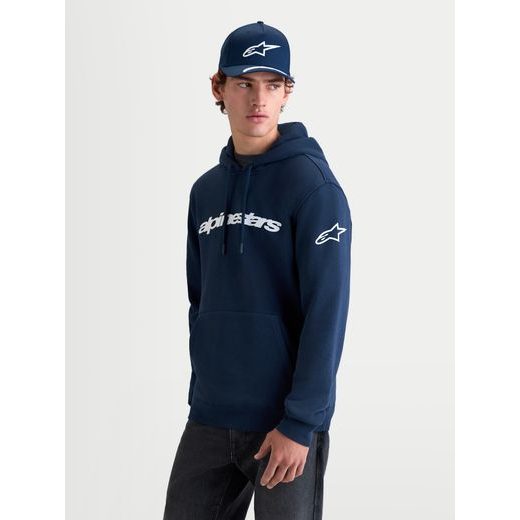 ALPINESTARS RACE WORDMARK HOODIE – VOĽNOČASOVÁ MOTO MIKINA (MODRÁ/BIELA)