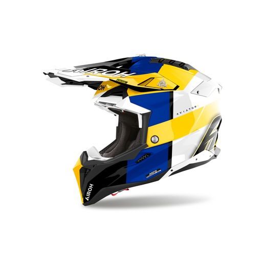 PRILBA AVIATOR 3 MONARCH, AIROH (MODRÁ/ŽLTÁ LESKLÁ) 2025