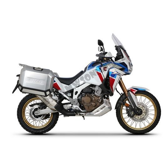 KOMPLETNÁ SADA BOČNÝCH HLINÍKOVÝCH KUFROV SHAD TERRA, 36/47 LITROVÝ BOČNÉ KUFRE, VRÁTANE MONTÁŽNEJ SADY SHAD HONDA CRF 1100 AFRICA TWIN