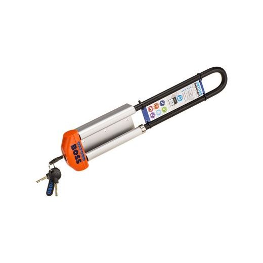 ZÁMOK NA SNĚŽNÉ SKÚTRE SNOWBOSS SSF, OXFORD (ORANŽOVÁ, SADA VR. DRŽIAKU NA ZÁMOK, PRIEMER ČAPU 15 MM, PRE Š. PÁSU DO 400 MM)