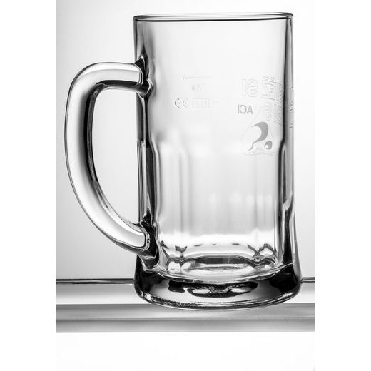 SKLENENÝ POL LITER S LOGOM ACI, OBJEM 0,5 L
