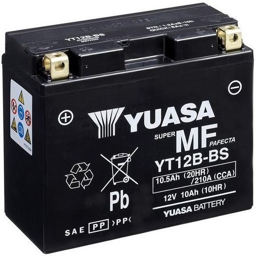MOTOCYKLOVÁ BATÉRIA 12V, YT12B-BS, 10,5AH, 210A, BEZÚDRŽBOVÁ MF AGM 150X69X130, YUASA ORIGINÁL (VR. BALENIE ELEKTROLYTU)