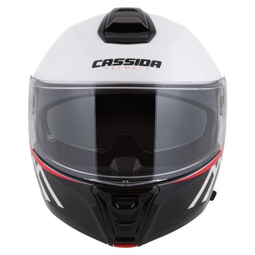 PRILBA MODULO 2.1 COMPASS, CASSIDA (BIELA PERLEŤ/ČERNÁ/ČERVENÁ/STŘÍBRNÁ, PLEXI S PRÍPRAVOU PRE PINLOCK) 2023