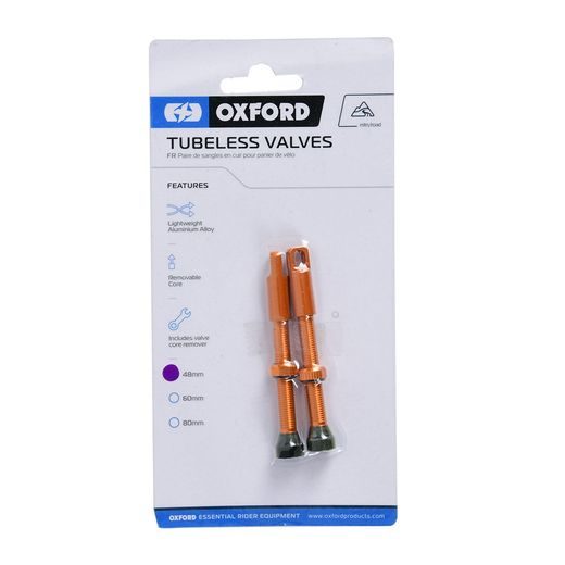 VENTIL PRE BEZDUŠOVÉ APLIKÁCIA, OXFORD (ORANŽOVÁ, VČ. ČEPIČKY, ZLIATINA HLINÍKA, DĹŽKA 48 MM)