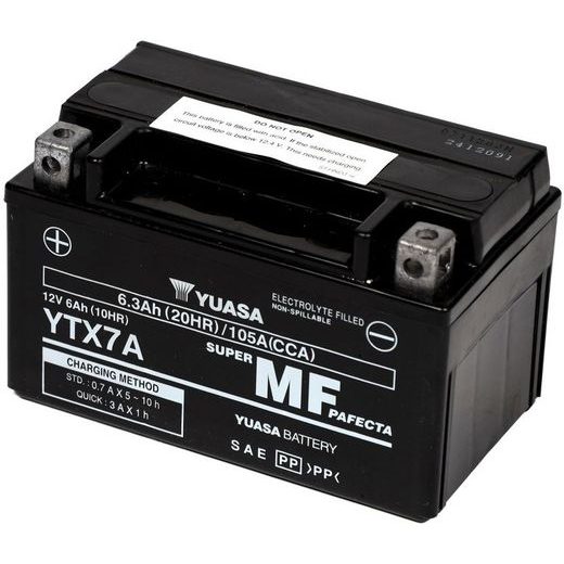 MOTOCYKLOVÁ BATÉRIA 12V, YTX7A, 6,3AH, 105A, BEZÚDRŽBOVÁ SUPER MF AGM 150X87X93, YUASA ORIGINÁL (AKTIVOVANÁ VO VÝROBE)