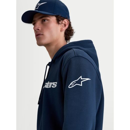 ALPINESTARS RACE WORDMARK HOODIE – VOĽNOČASOVÁ MOTO MIKINA (MODRÁ/BIELA)
