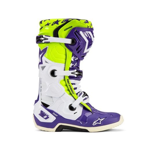 TOPÁNKY TECH 10 LIMITOVANÁ EDÍCIA DIRT STUDIOS, ALPINESTARS (BIELA/FIALOVÁ/ŽLTÁ FLUO) 2025