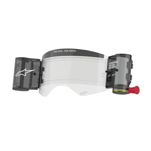 ALPINESTARS SÚPRAVA ROLL-OFF WIDE VISION PRE OKULIARE SUPERTECH – STRHÁVACIE FÓLIE NA MOTOKROSOVÉ OKULIARE (STRHÁVAČKY) (ČÍRE PLEXI, ČAPY PRE STRHÁVACIE FÓLIE)