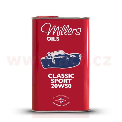 MILLERS OILS CLASSIC ŠPORT PISTONEEZE 20W50, MOTOROVÝ POLOSYNTETICKÝ, OLEJ (V PLECHOVÉM RETRO OBALU) 1 L