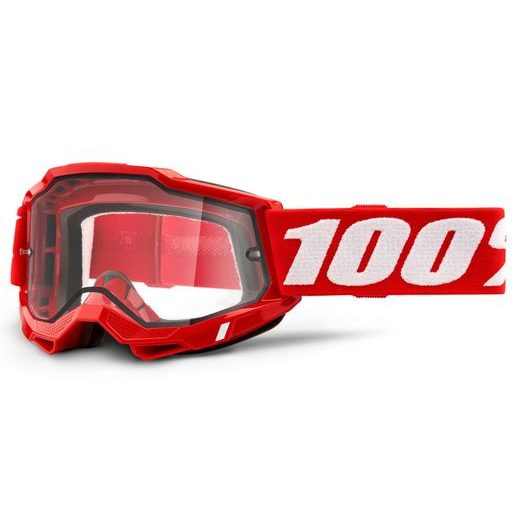 ACCURI 2, 100% ENDURO MOTO OKULIARE ČERVENÉ, ČÍRE DUAL PLEXI