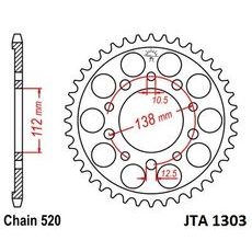 Hliníková řetězová rozeta JT JTA 1303-52 52 zubů, 520