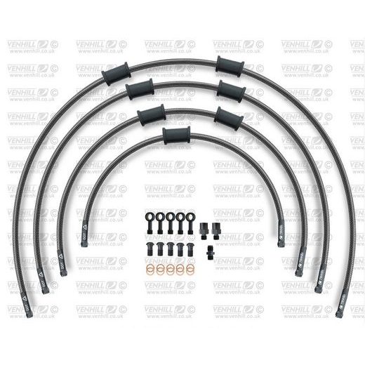 STANDARD HADICE PŘEDNÍ BRZDY SADA VENHILL POWERHOSEPLUS BMW-10012FB-CB (4 HADICE V SADĚ) KARBONOVÉ HADICE, ČERNÉ KONCOVKY