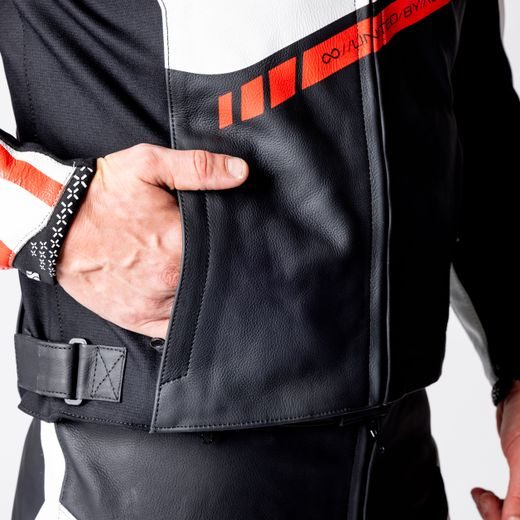 DVOUDÍLNÁ KOŽENÁ KOMBINÉZA IXS ACE 1.0 X2-229406 ČERNO-BÍLO-ČERVENÁ 50