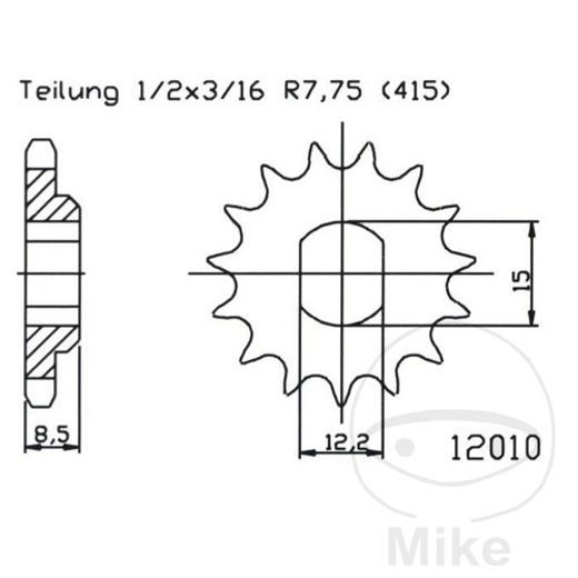 ŘETĚZOVÉ KOLEČKO JMT 11 ZUBŮ, 415