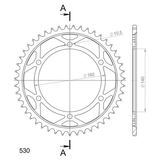 ŘETĚZOVÁ ROZETA SUPERSPROX RFE-502:47-BLK ČERNÝ 47 ZUBŮ, 530