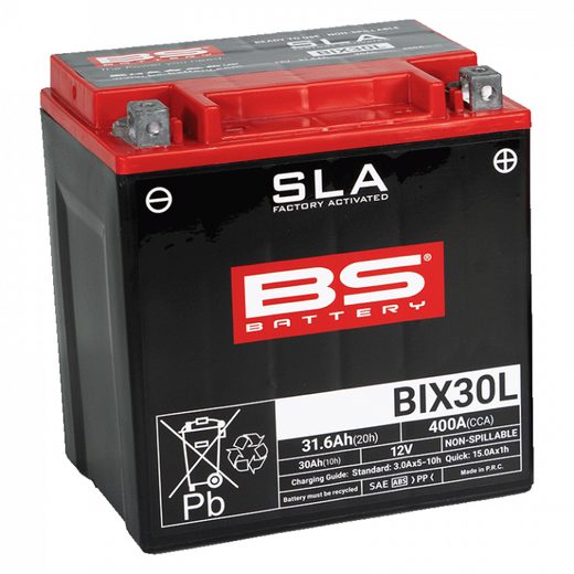 TOVÁRNĚ AKTIVOVANÁ MOTOCYKLOVÁ BATERIE BS-BATTERY BIX30L (FA) (YIX30L (FA)) SLA