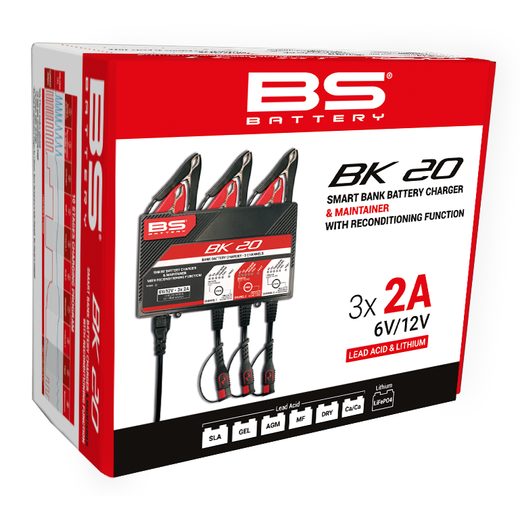 3KANÁLOVÁ NABÍJECÍ STANICE BS-BATTERY BK20 (VHODNÉ TAKÉ PRO LITHIOVÉ BATERIE) 12V 2A