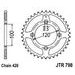ŘETĚZOVÁ SADA EK - STŘÍBRNÝ ŘETĚZ 428 DEH, NETĚSNĚNÝ, KOLEČKO JT, ROZETA JT PRO SUZUKI RM 80 1983