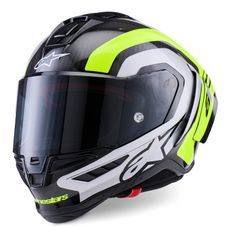 PŘILBA SUPERTECH R10 ARIUS, ALPINESTARS (KARBON/ŽLUTÁ FLUO/BÍLÁ) 2026